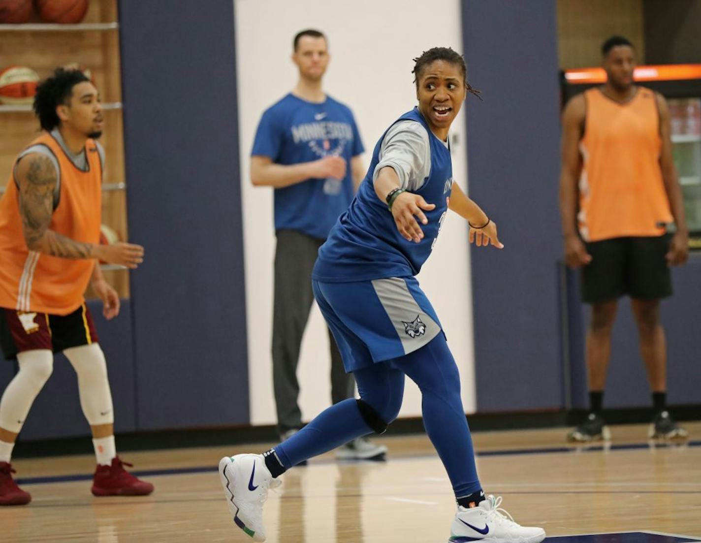 Tanisha Wright directed a teammate during a drill at the Minnesota Lynx training camp.