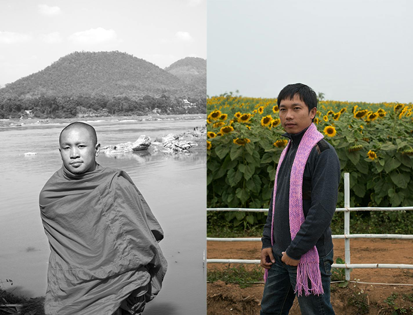 Buddha and boy with pink scarf by Pao Houa Her