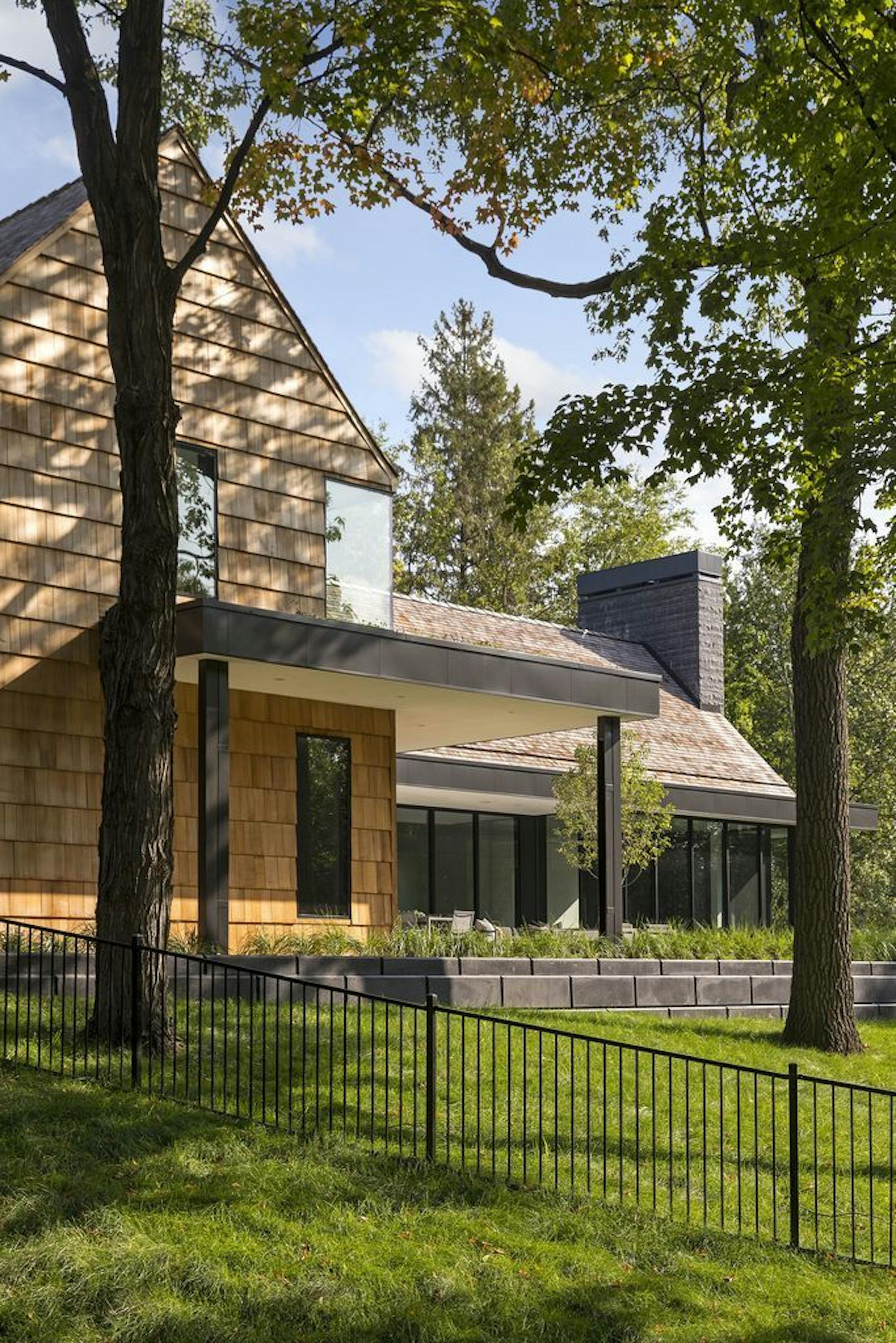 The two-story gabled section was designed for the owners' luxe suite.