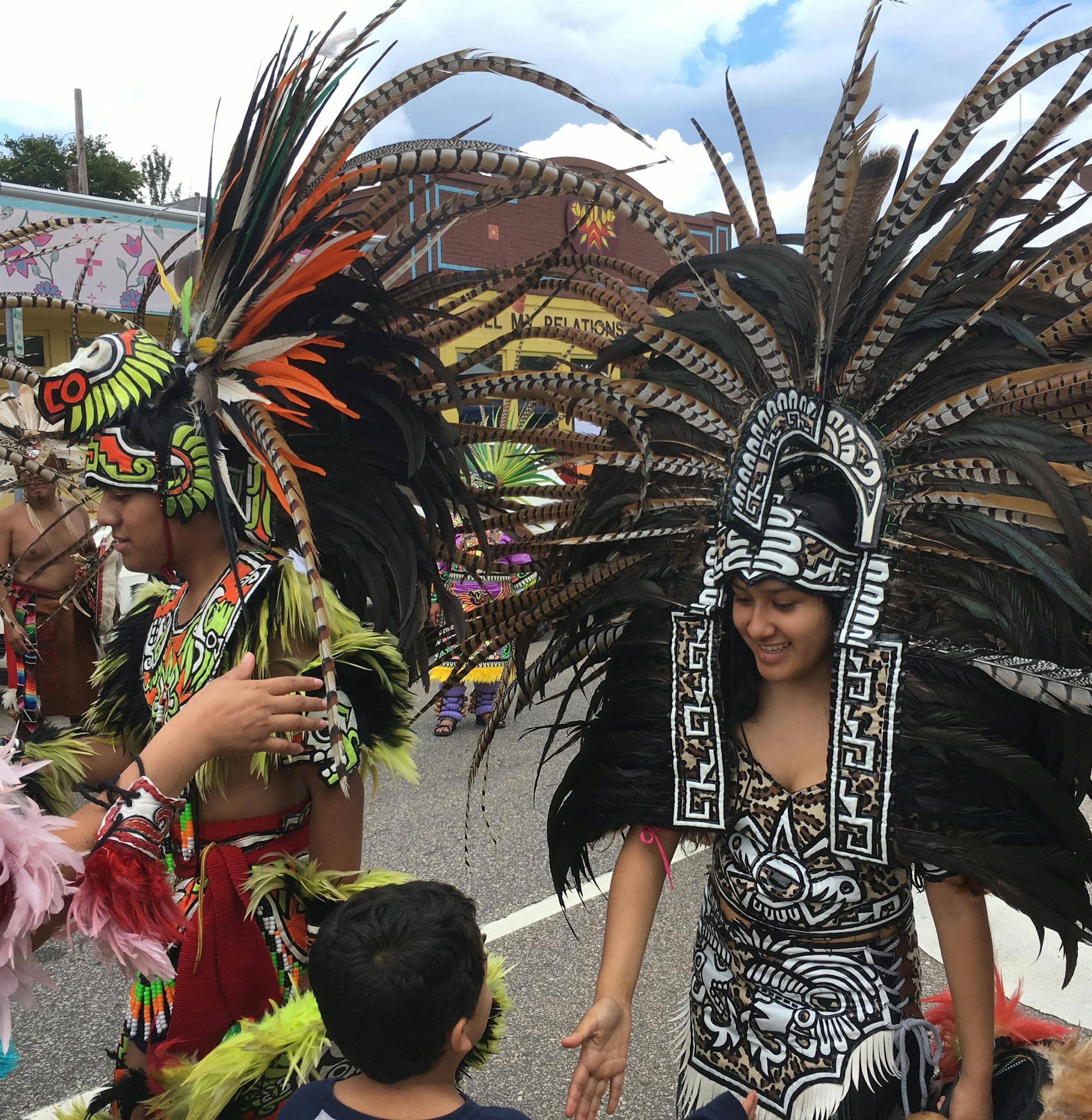 Mexican Nahau dancers from Indigenous Roots in St. Paul shared their art at Open Streets.
