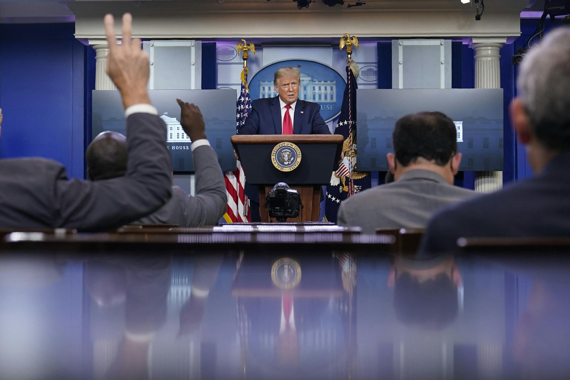 President Donald Trump speaks during a news conference at the White House in Washington, Thursday, Sept. 10, 2020. (AP Photo/Susan Walsh)