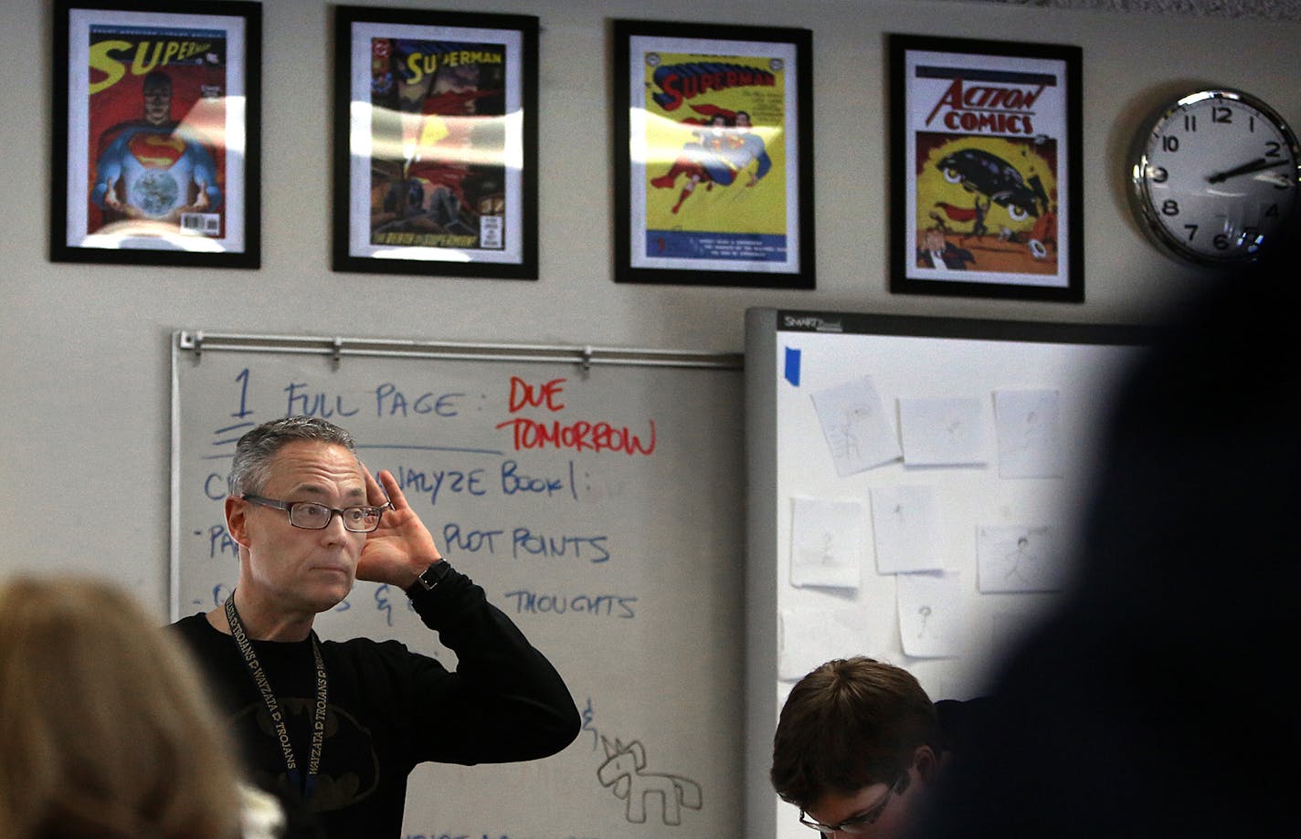 Wayzata High School teacher Mark Ferry's class recently read a graphic novel and worked on drawing one of their own. "Kids love to read these books," said Ferry. "They're always asking when they're going to get new ones."