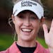Nelly Korda reacts after winning the LPGA T-Mobile Match Play on Sunday in North Las Vegas, Nev.