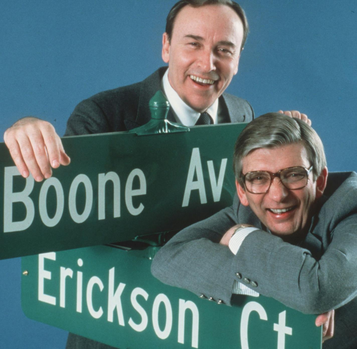 In 1981, Charlie Boone and Roger Erickson were honored with an intersection bearing their names in Brooklyn Park. Boone Av. N. already existed, and Erickson Ct. was the perfect name for the new street.