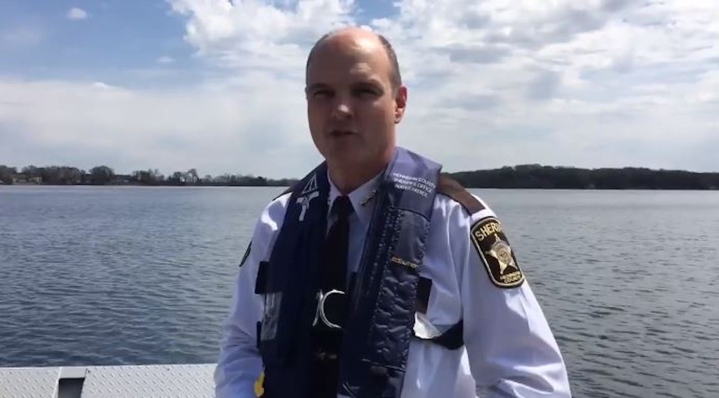 Hennepin County Sheriff Rich Stanek on an ice-free Lake Minnetonka on Saturday.