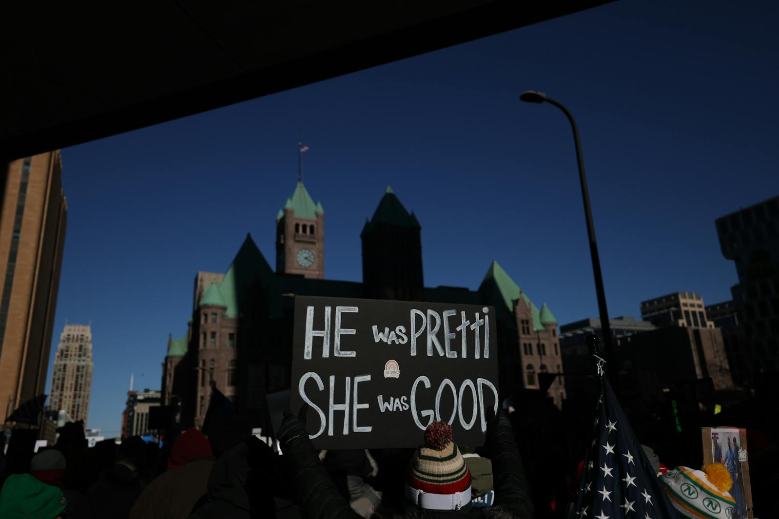Alex Pretti and Renee Good were remembered at a demonstration in Minneapolis on Jan. 30. 