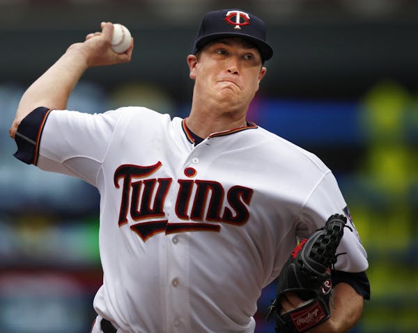 At Target Field in a game between the Twins and the Tigers on July 12, 2015, Kyle Gibson(39) won the game 7-1.