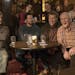This image released by Paramount Pictures shows Mel Gibson, from left, Mark Wahlberg, Will Ferrell and John Lithgow in "Daddy's Home 2." (Claire Folge