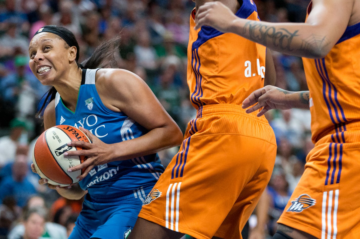 Lynx forward Plenette Pierson looked for her shot against Phoenix at Xcel Energy Center on Sunday.