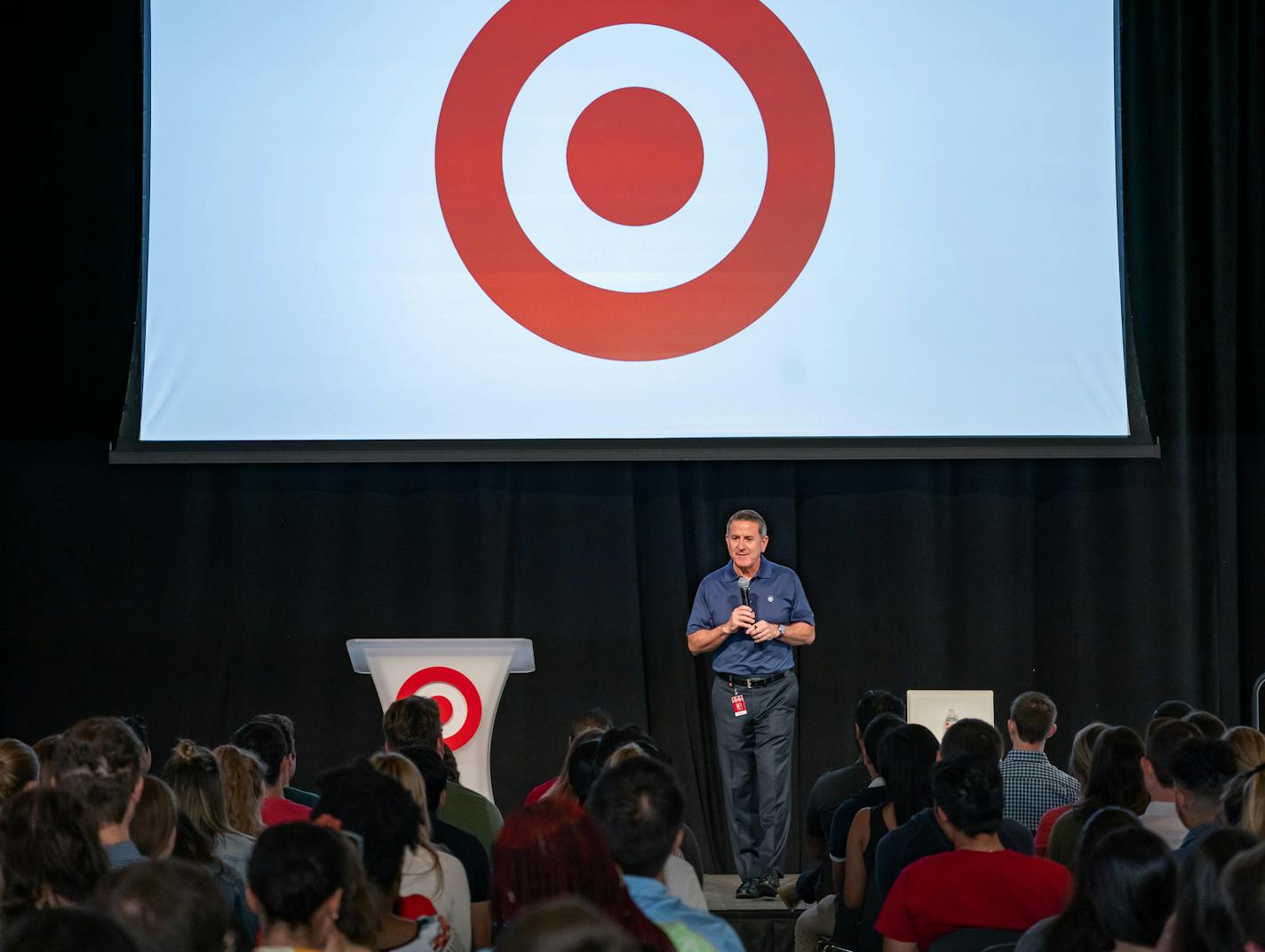 Target CEO Brian Cornell met with this year's group of Target interns and then took questions from them. ] GLEN STUBBE &#x2022; glen.stubbe@startribune.com Thursday, August 1, 2019 Event was held at Target Plaza Commons in downtown Minneapolis.