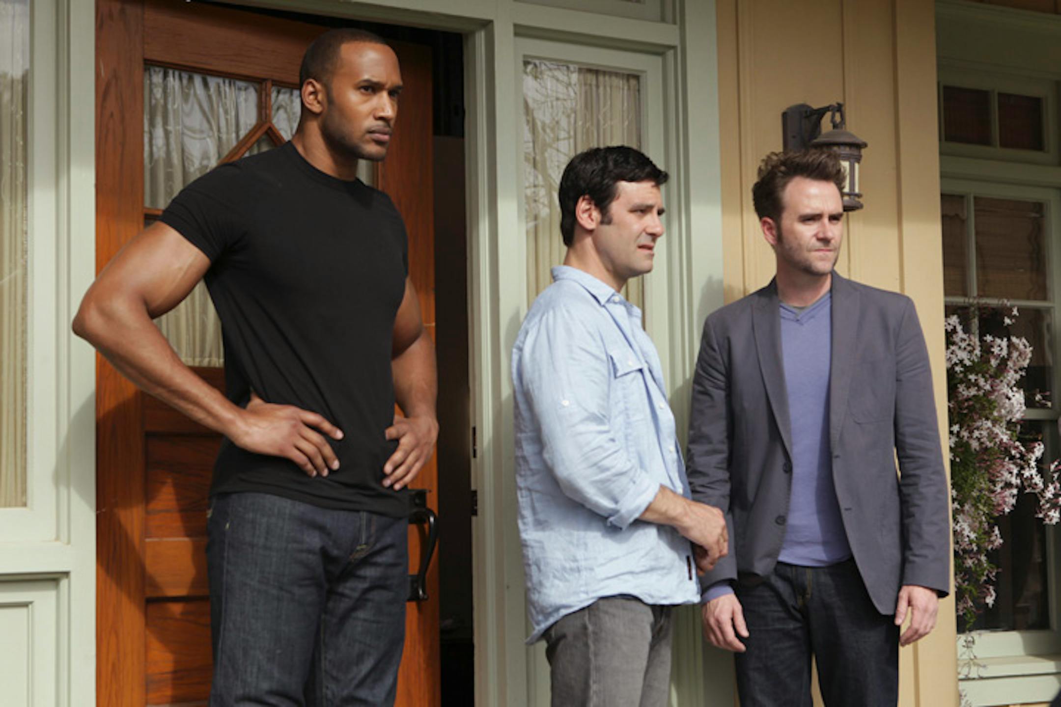 Henry Simmons, Mather Zickel and Christopher Moynihan in "Man Up!"