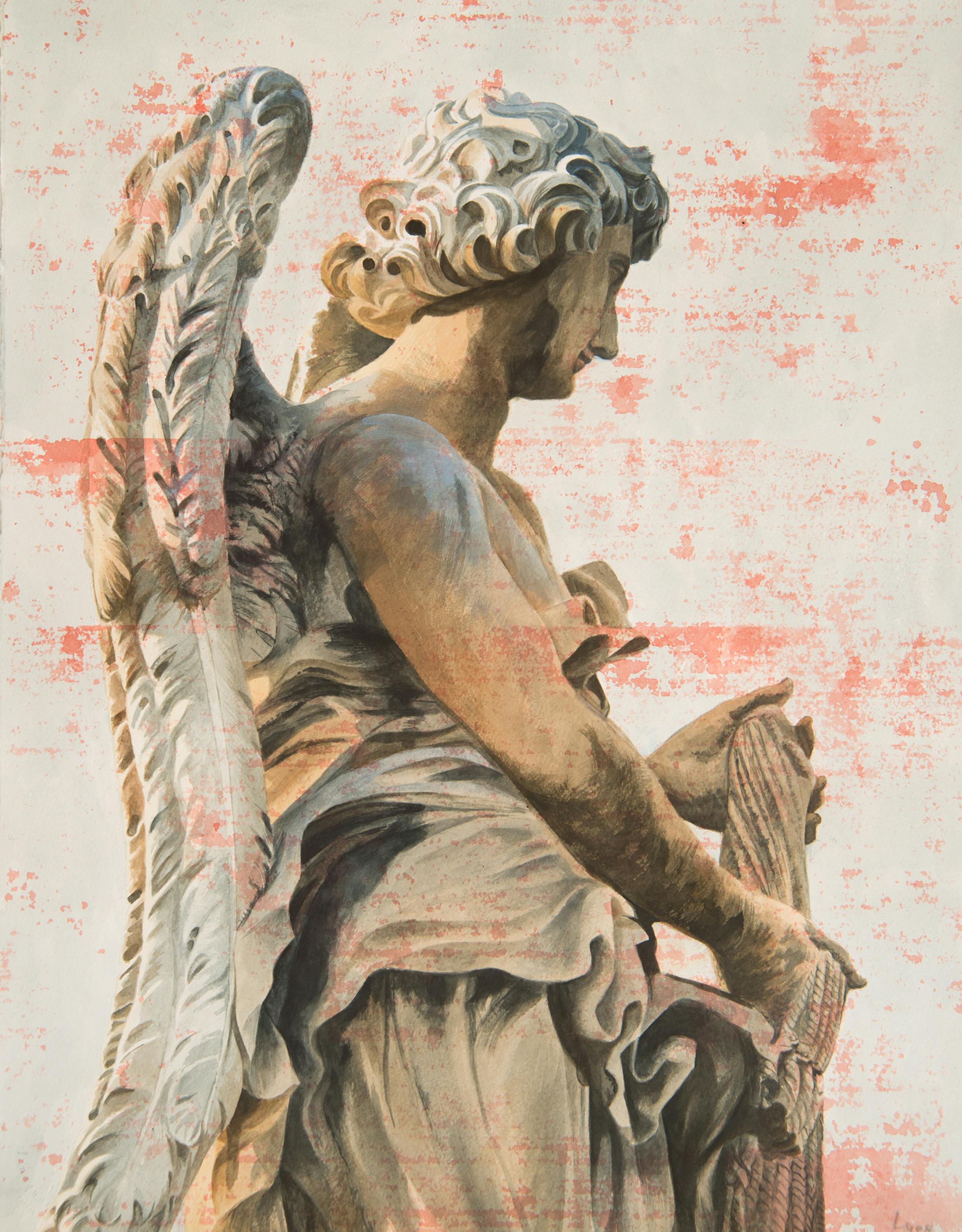 Charles Lyon's "Angel (Whips) 3, Ponte St. Angelo", 2014 watercolor & ink 28 x 22î Provided by Groveland Gallery