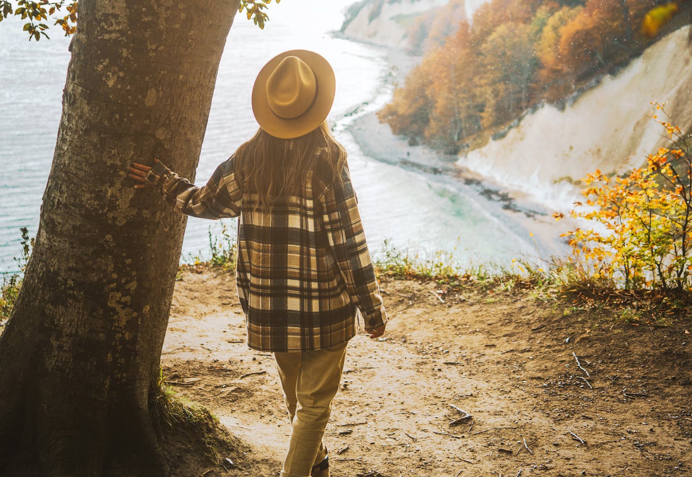 Woman wearing a shacket enjoying outdoors