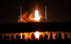 NASA’s Artemis 1 lifts off from launch pad 39-B at Kennedy Space Center, Fla., carrying the Orion spacecraft on a mission to orbit the moon, early W
