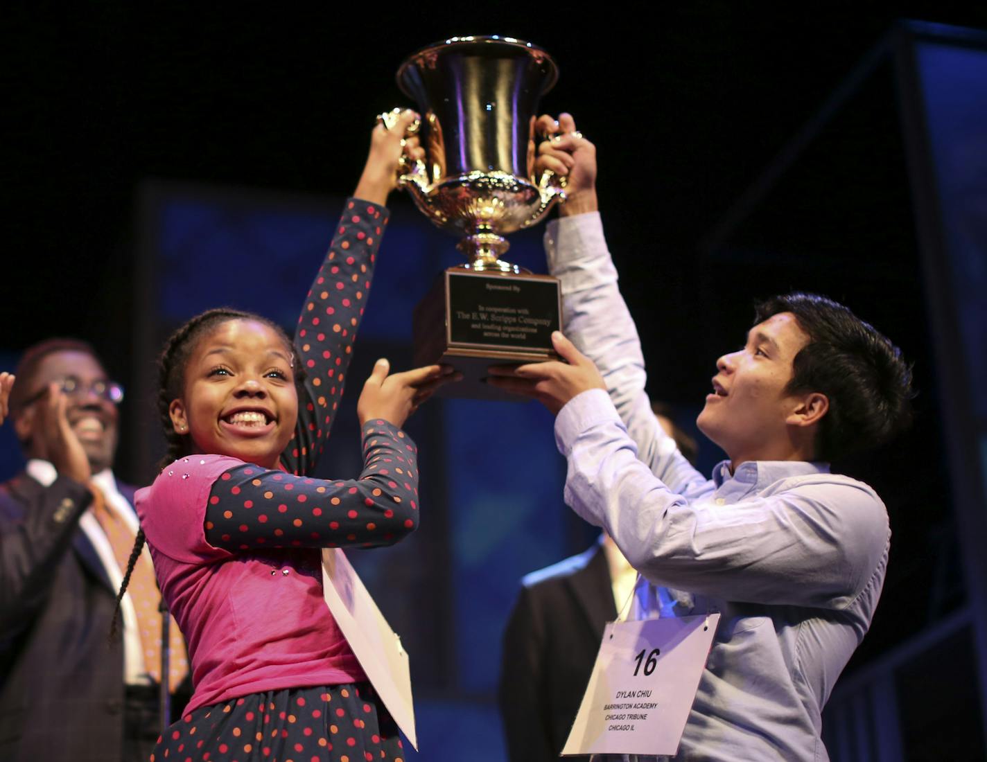 Johannah Easley as Akeelah in a second act scene with Sean Phinney as Dylan and Aimee K. Bryant as her mother, Gail, left, and James A. Williams as her mentor, Dr. Larabee, rear, during rehearsal Sunday night. ] JEFF WHEELER &#xef; jeff.wheeler@startribune.com The Children's Theatre has huge hopes for their premiere of "Akeelah and the Bee," playwright Cheryl West's adaptation of the popular film that about a precocious speller. The first full rehearsal of the production was Sunday night, August