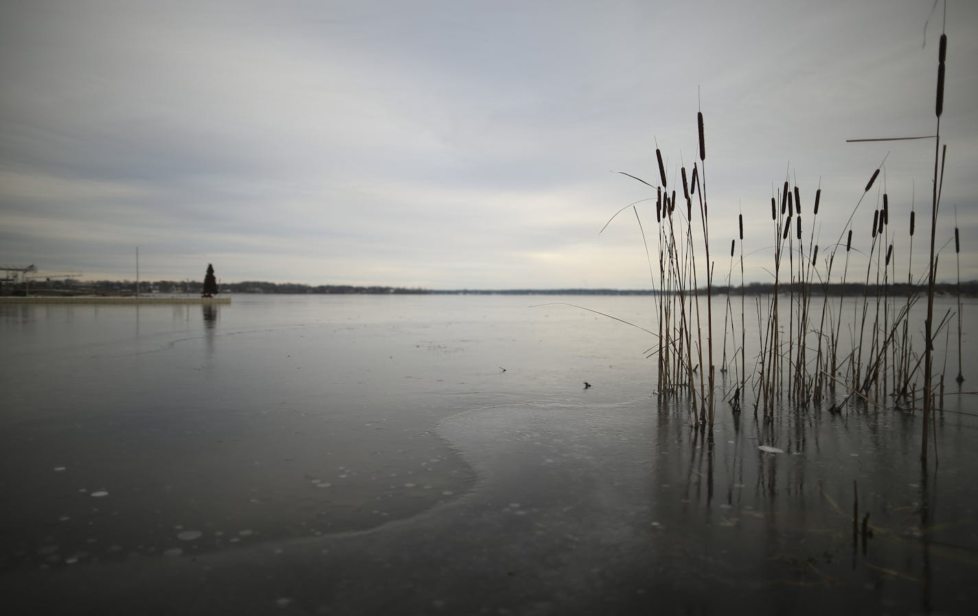 White Bear Lake Sunday afternoon. ] JEFF WHEELER &#xef; jeff.wheeler@startribune.com Astonishing amounts of water from troubled White Bear Lake are being sucked up into the air in November each year, confounding scientists who had always assumed that evaporation peaks in the summer. White Bear Lake from the shore Sunday afternoon, November 29, 2015.