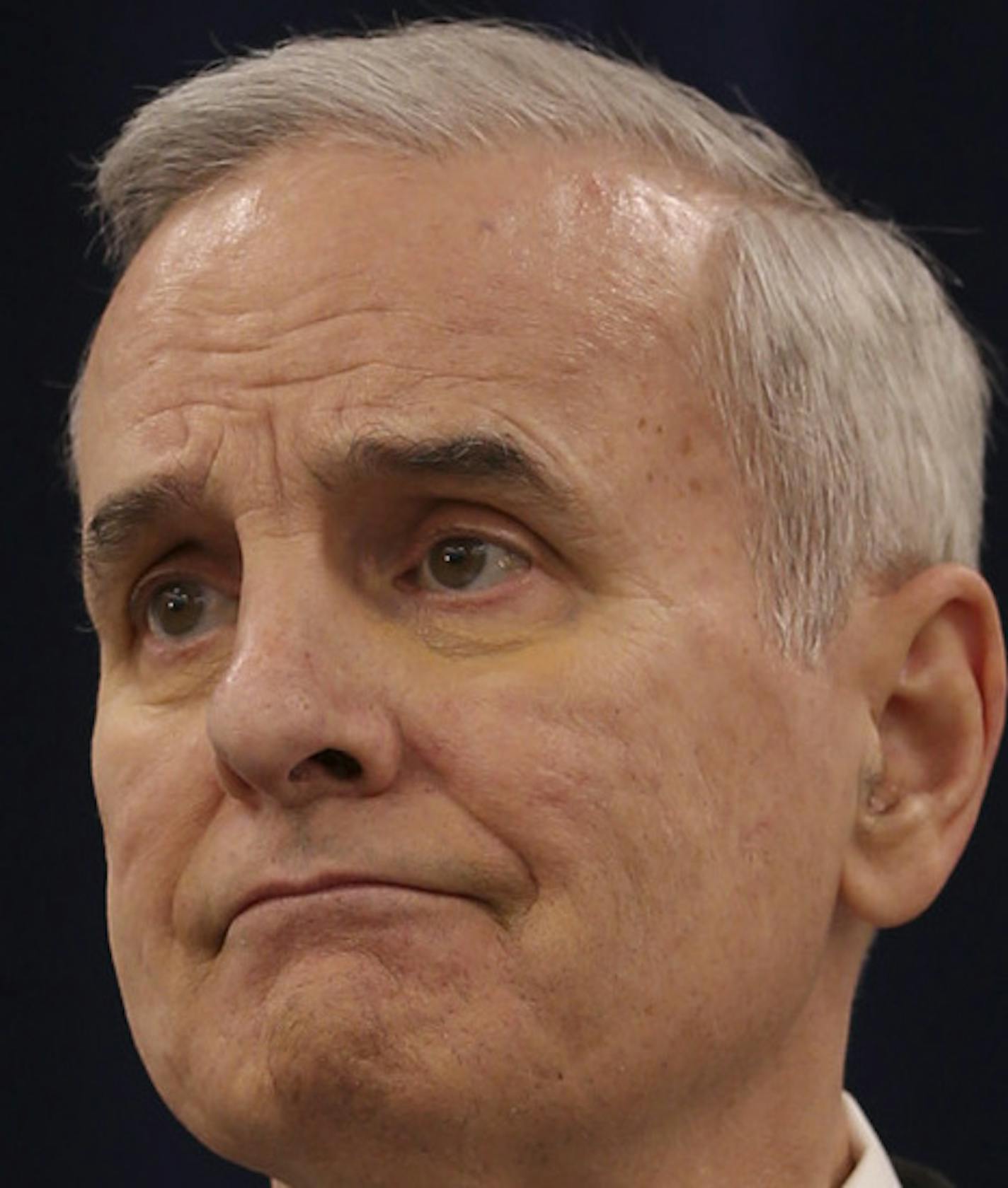 Gov. Mark Dayton during his news conference Thursday afternoon in the Veterans Service Building in St. Paul. ] JEFF WHEELER &#xef; jeff.wheeler@startribune.com Gov. Mark Dayton held a news conference Thursday, March 3, 2016 to comment on the decision by the State of Minnesota that the 10-year environmental review of Minnesota's first proposed copper nickel mine is adequate, clearing the way fro the next critical steps in PolyMet's $650 million project &#xf1; setting financial assurance and permi