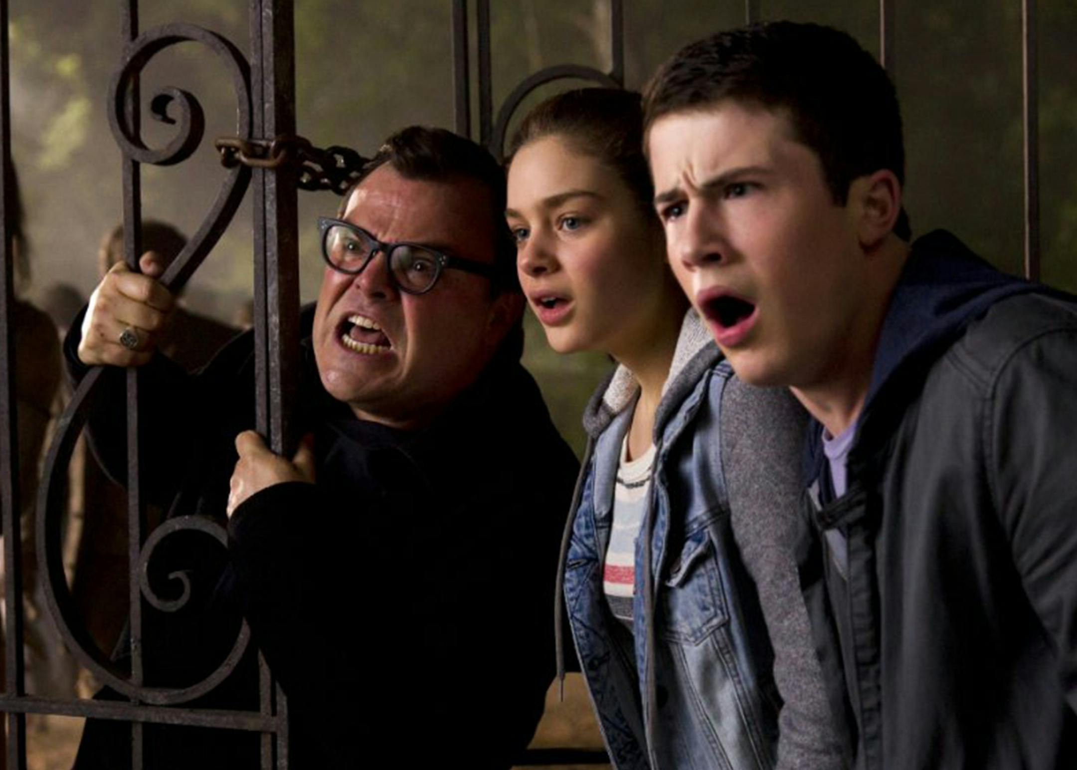 Jack Black, Odeya Rush and Dylan Minnette in "Goosebumps." (Hopper Stone/TNS) ORG XMIT: 1174913