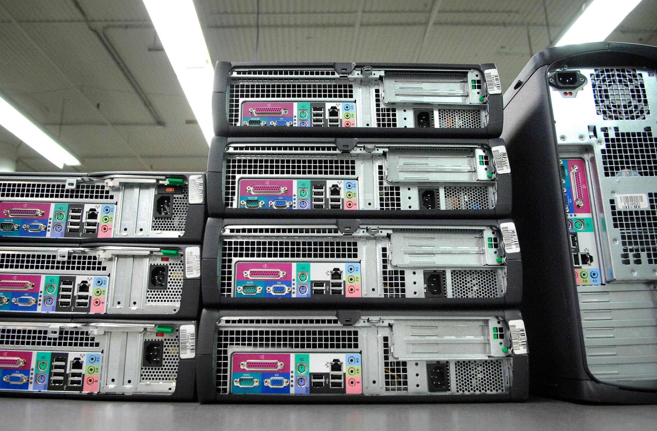 Computers donated by corporations and government agencies are refurbished and offered to schools at low cost.