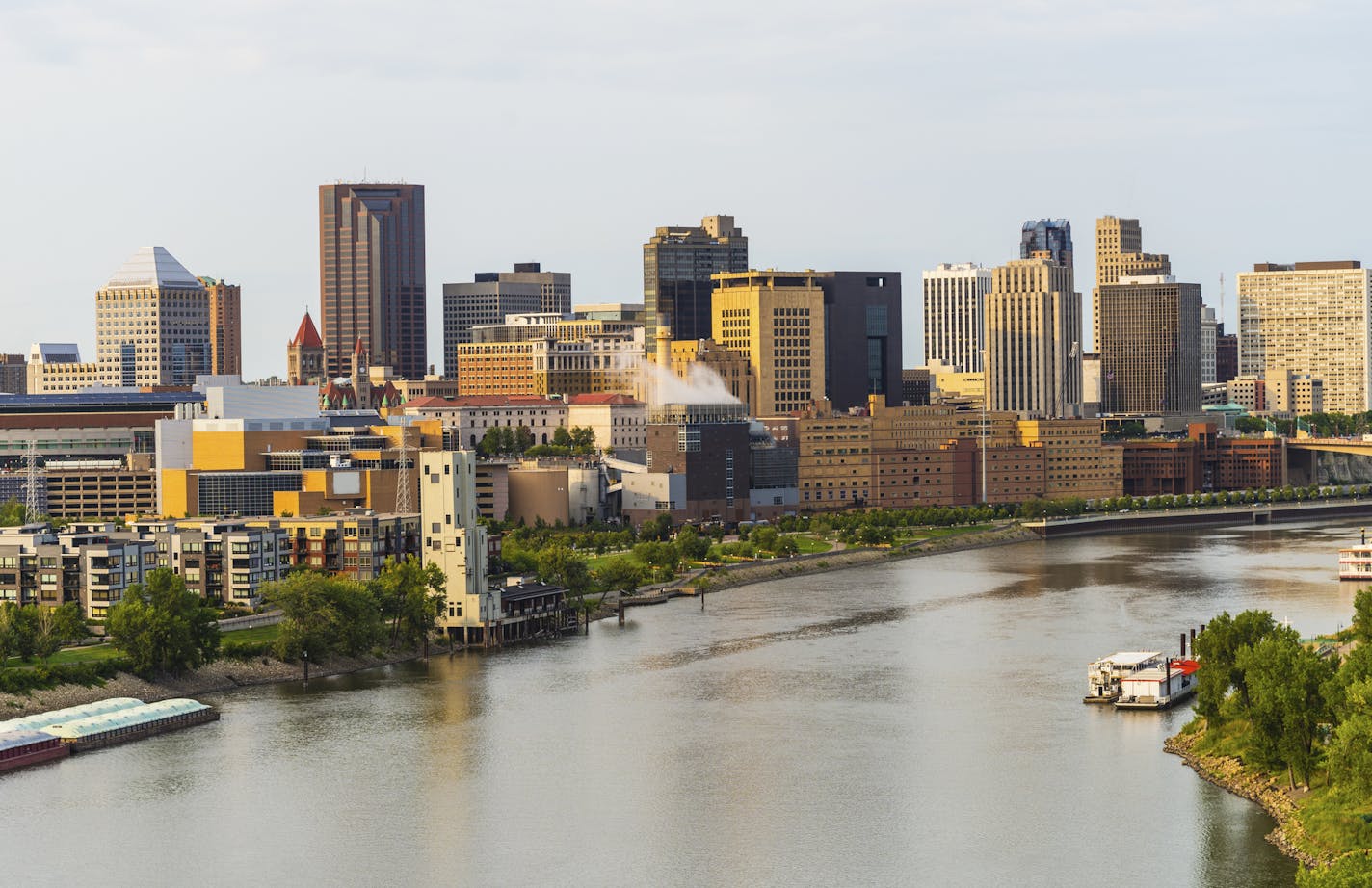 St. Paul Downtown Skyline and the Mississippi River Riverfront