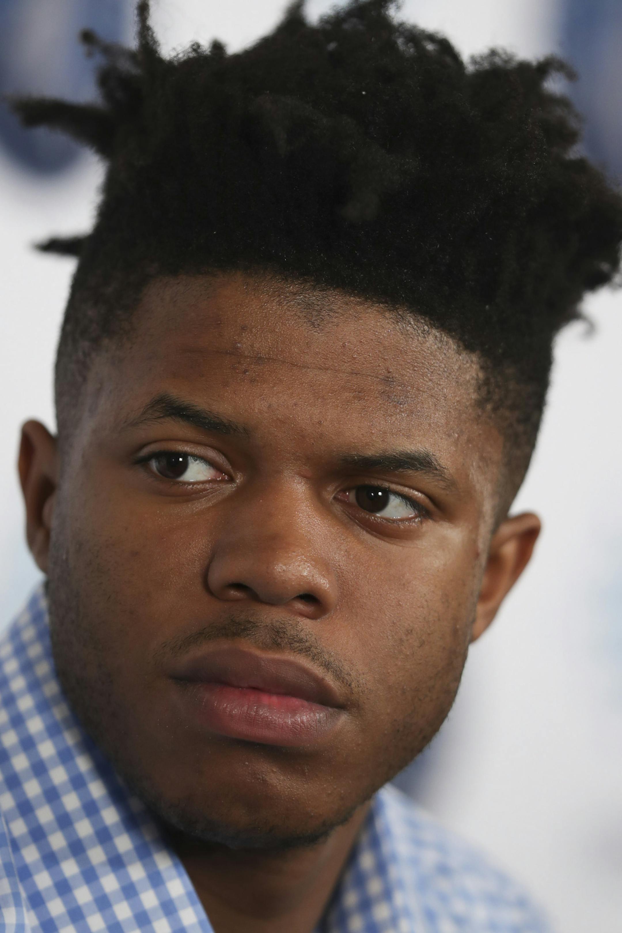 Justin Patton at his introductory news conference Tuesday afternoon. ] JEFF WHEELER ï jeff.wheeler@startribune.com The Timberwolves introduced their newest player, first round pick Justin Patton, acquired in a draft-night trade with the Chicago Bulls. He attended a news conference with local media at the Loews Hotel Tuesday afternoon, June 27, 2017 in Minneapolis.