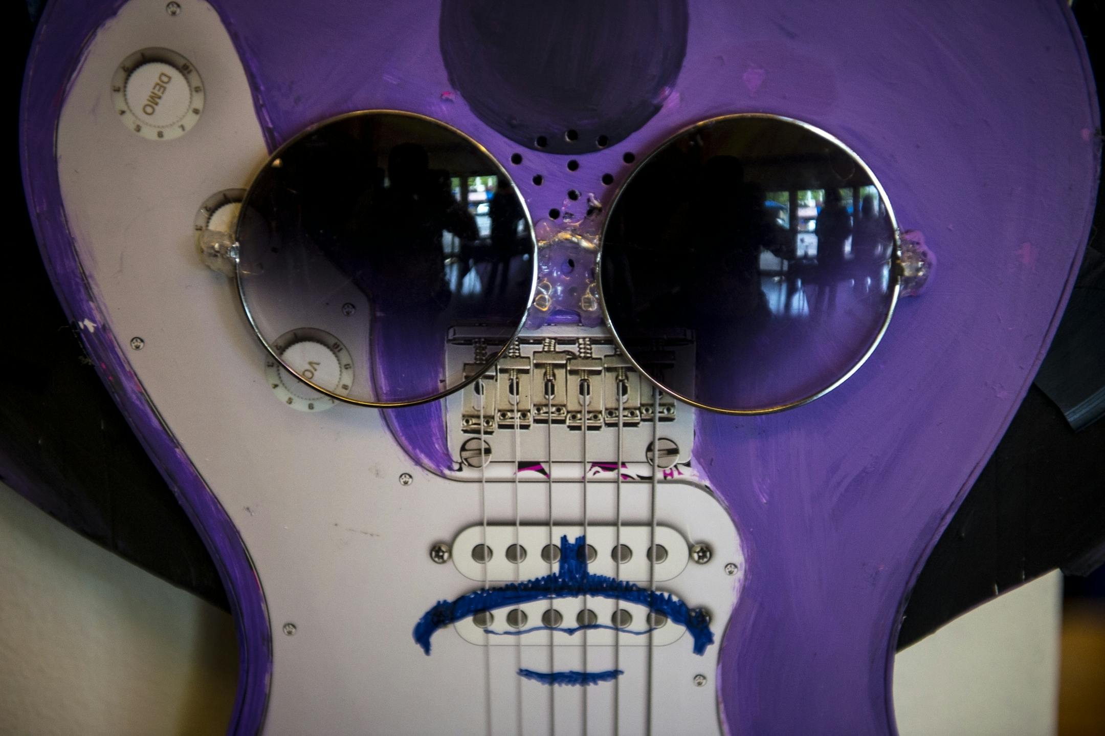Prince-inspired artwork in the lobby of Pepito's Parkway Theater for "This Thing Called Life," a show by the band, The New Power Generation, Friday night.