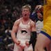 Carson Manville of Shakopee reacted after he defeated Carl Leuer of St. Michael-Albertville 11-6 in their 160 lb. Class 3A match to take the champions
