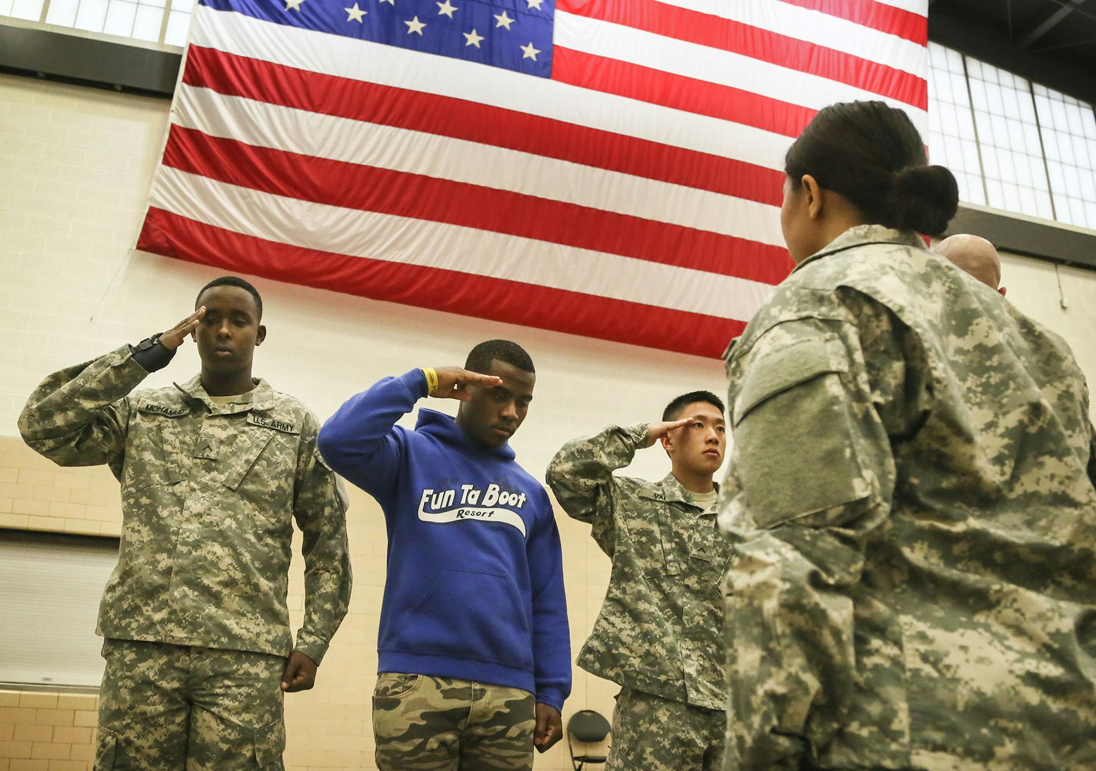 Fresh recruits: The Minnesota Army National Guard held a training drill for recruits at the Cedar Street Armory in St. Paul on Saturday.