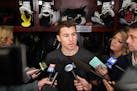 Minnesota Wild left winger Zach Parise (11) spoke with reporters in the locker room Tuesday. ] ANTHONY SOUFFLE &#x2022; anthony.souffle@startribune.co