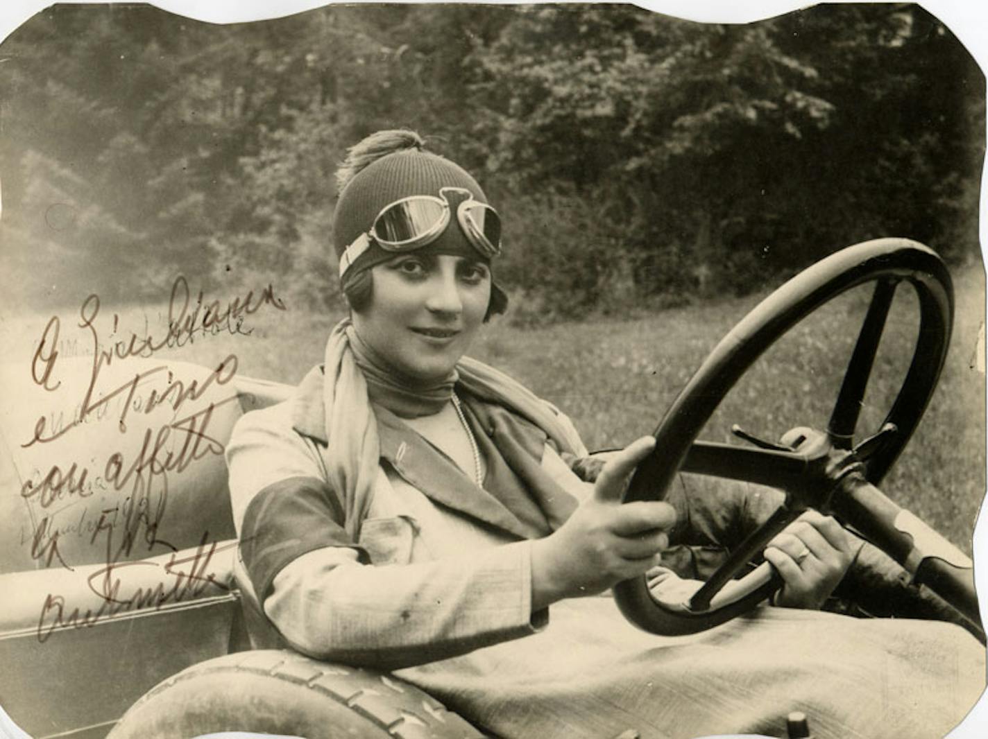 An undated photo provided by Archivio Mariani, Italy, shows Baroness Maria Antonietta Avanzo, behind the wheel of an automobile. In the 1920s, Baroness Maria Antonietta Avanzo successfully raced — at circuits across Europe — with and against male contemporaries such as Enzo Ferrari and Tazio Nuvolari. (Archivio Mariani, Italy via The New York Times) — NO SALES; FOR EDITORIAL USE ONLY WITH NYT STORY AUTOS WOMEN COLLECTORS BY ROBERT C. YEAGER FOR AUG. 11, 2021. ALL OTHER USE PROHIBITED. —