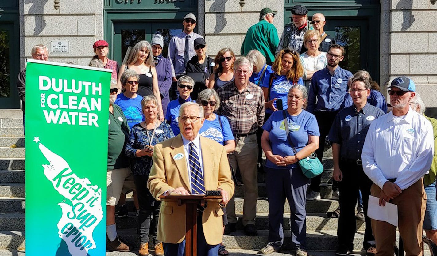 Former Minnesota Gov. Arne Carlson visited Duluth on Monday for a news conference chiding what he sees as a lack of transparency in the contentious PolyMet copper mine permitting process.