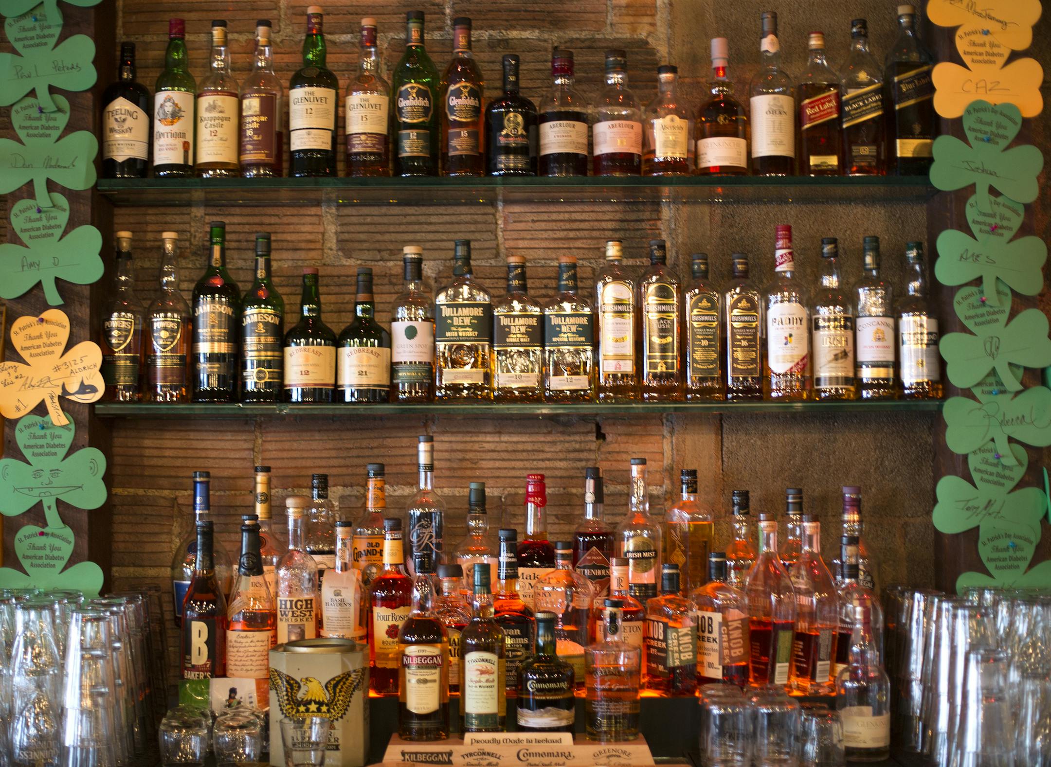 The whiskey selection at Morrissey’s.