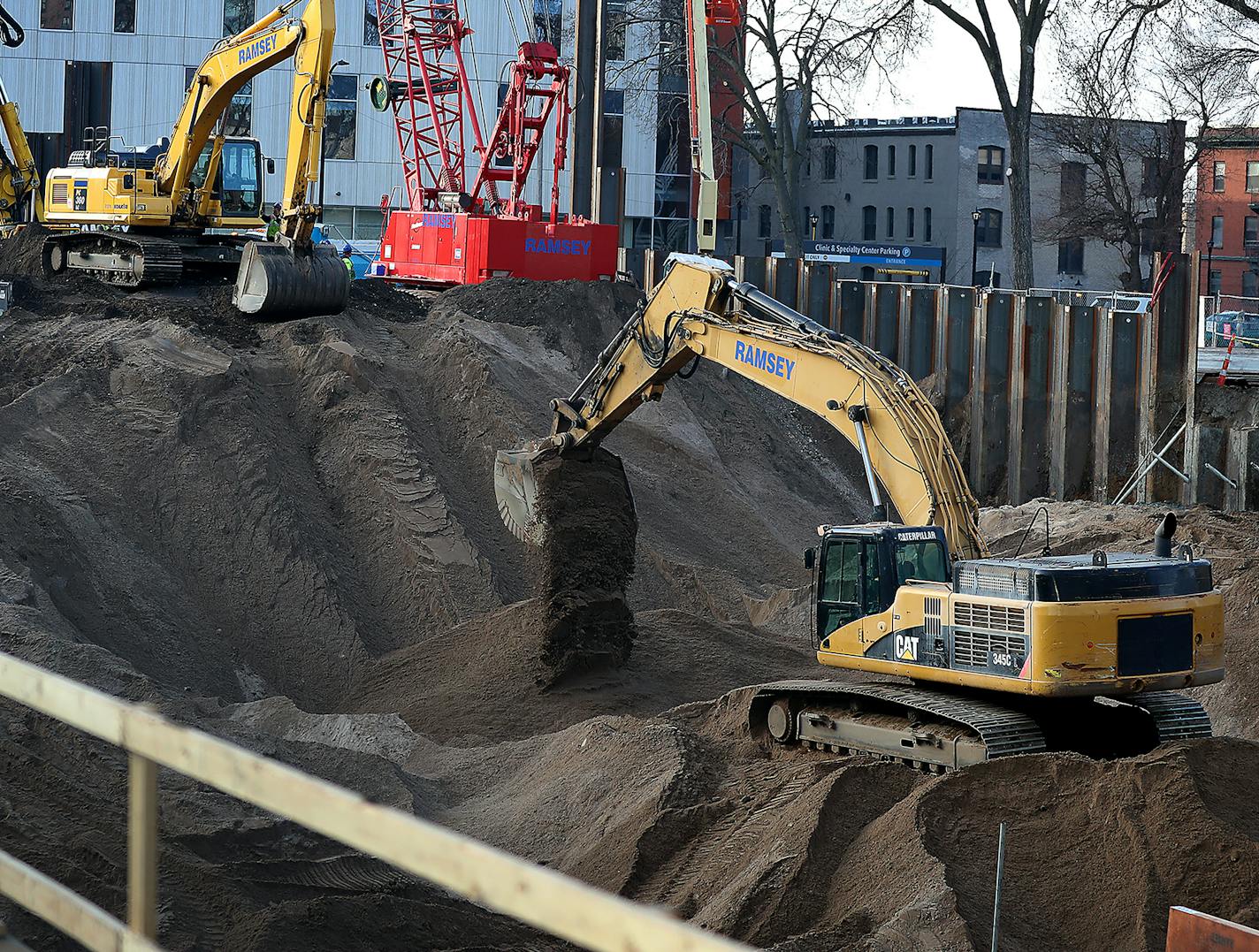 Construction is proceeding at the Larking apartments by Kraus-Anderson in downtown Minneapolis.