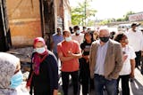 Gov. Tim Walz, Sen. Amy Klobuchar, and Sen. Tina Smith met with business owners that were affected by the looting and riots following the George Floyd protests Friday morning at Midtown Global Market on East Lake Street.