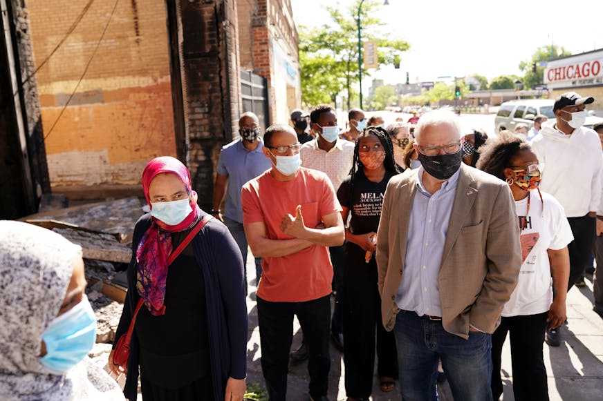 Gov. Tim Walz, Sen. Amy Klobuchar, and Sen. Tina Smith met with business owners that were affected by the looting and riots following the George Floyd protests Friday morning at Midtown Global Market on East Lake Street.