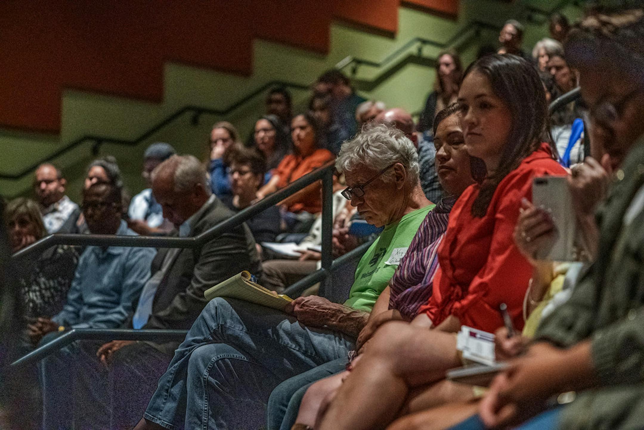 The town hall meeting, on ICE and the administration's immigration detention policies, was held at the Colin Powell Center in Minneapolis.