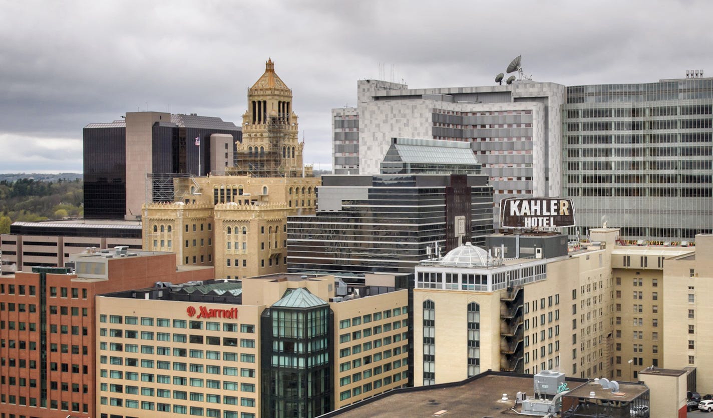 View of skyline of downtown Rochester, Minn.