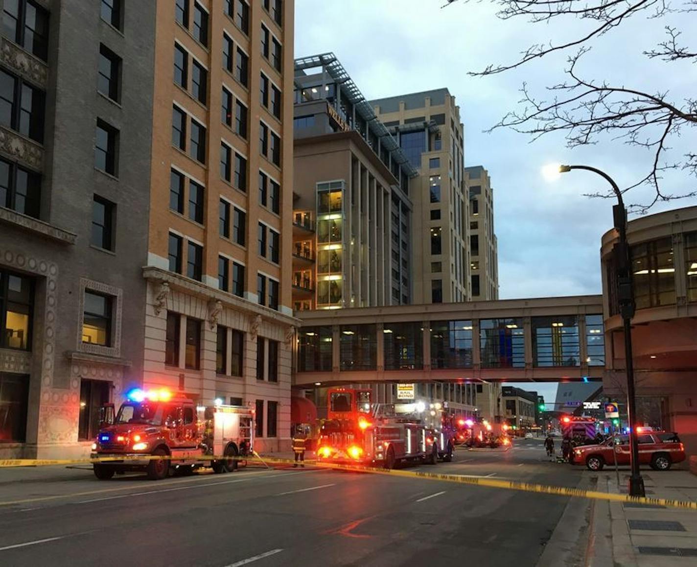 Minneapolis firefighters responded to a fire Wednesday at the Minneapolis Grain Exchange building.