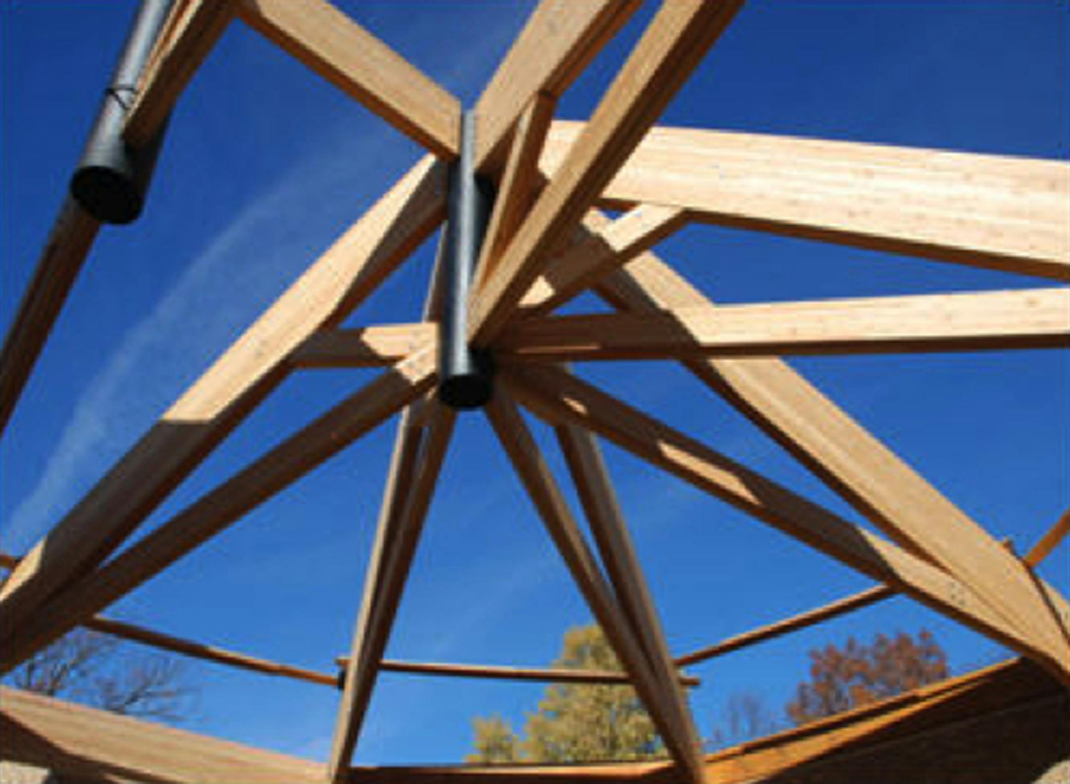 The exposed gallery trusses at the Silverwood Park construction project. 10/2008 PHOTO COURTESY OF THE THREE RIVERS PARK DISTRICT