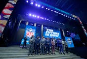 Players during introductions before the start of the NFL Draft at the Philadelphia Museum of Art on Thursday, April 27, 2017. (Yong Kim/Philadelphia D