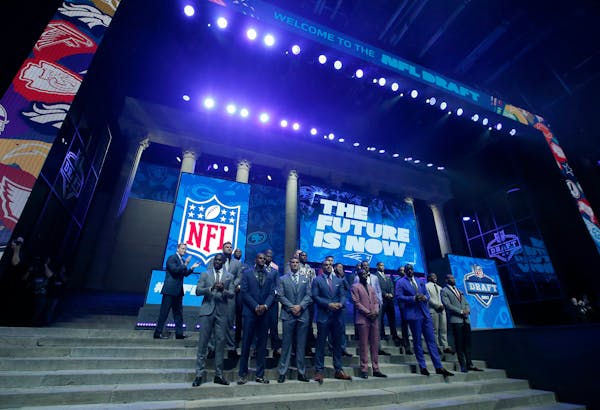 Players during introductions before the start of the NFL Draft at the Philadelphia Museum of Art on Thursday, April 27, 2017. (Yong Kim/Philadelphia D