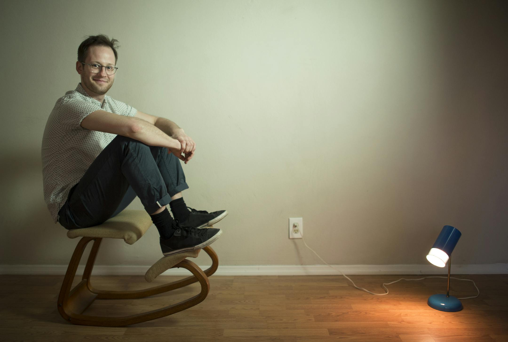 Odin Biron in his Minneapolis apartment.