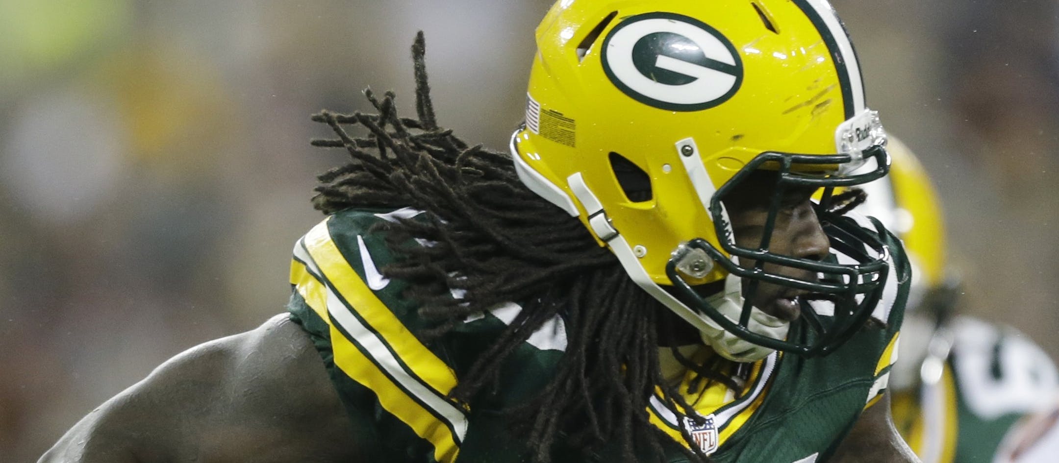 Green Bay Packers' Eddie Lacy runs during the first half of an NFL football game against the Chicago Bears Monday, Nov. 4, 2013, in Green Bay, Wis. (AP Photo/Jeffrey Phelps) ORG XMIT: NYOTK