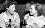 Dorothy Swenson, right, with Victors teammate Jan Norton Berkland in July 1952. The team enjoyed great success.