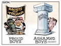 Sack cartoon: Proud Boys and ashamed boys (and girls)