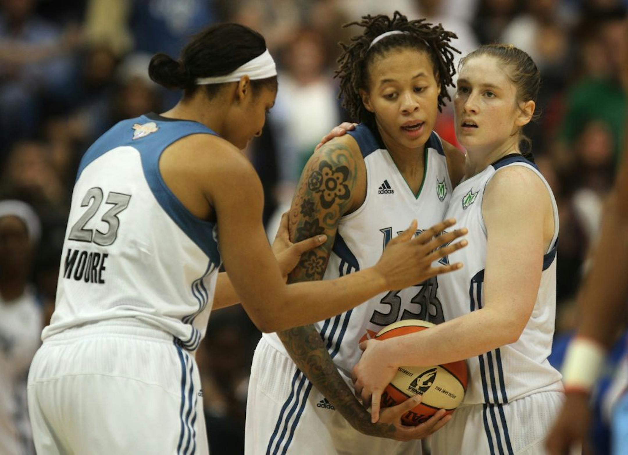 Maya Moore, Seimone Augustus and Lindsay Whalen.
