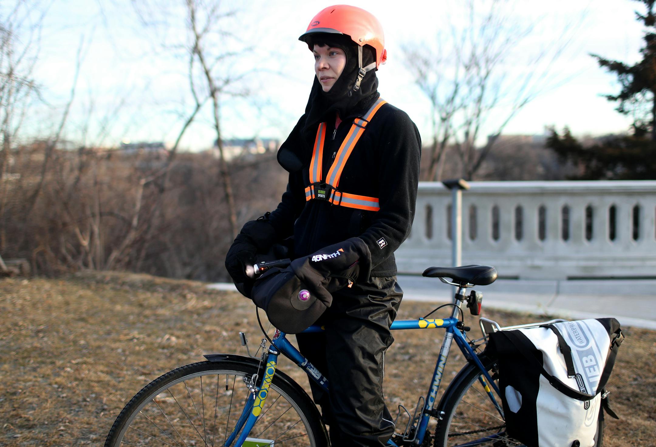 Natalie Bontrager, 30, of Minneapolis commutes everyday to work and school at the University of Minnesota. Bontrager, who moved to the area from Chicago, said the Twin Cities has better infrastructure for cyclists. Bontrager was seen Wednesday, Feb. 15, 2017, near the Franklin Avenue Bridge in Minneapolis, MN.] DAVID JOLES &#xef; david.joles@startribune.com iCycle--an occasional series on urban cyclists and their back-stories**Natalie Bontrager,cq