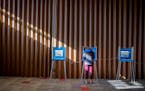 Voters cast their vote at Temple Of Aaron on Election Day Tuesday, Nov. 2, 2021, in St. Paul, Minn. (Elizabeth Flores/Star Tribune via AP)