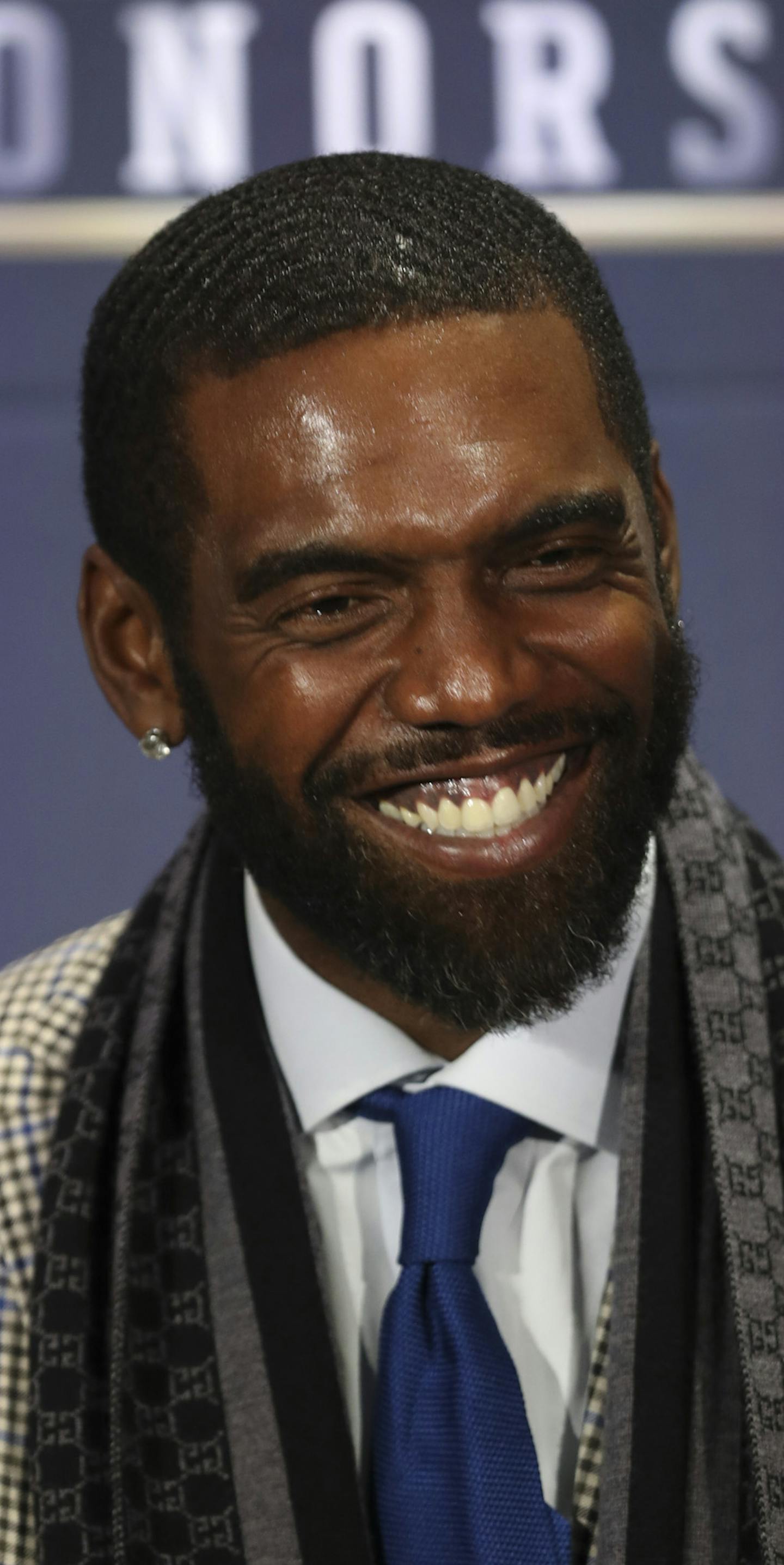 Randy Moss grinned while listening to another inductee to the Pro Football Hall of Fame answer a question. Randy Moss is only the third wide receiver to be selected for the NFL Hall of Fame on the first ballot. ] JEFF WHEELER &#xef; jeff.wheeler@startribune.com The NFL Honors awards show was held Saturday evening, February 3, 2018 at Northrop Auditorium in on the University of Minnesota campus in Minneapolis. The Hall of Fame inductees were announced as well as the MVP, Rookie of the Year, and o