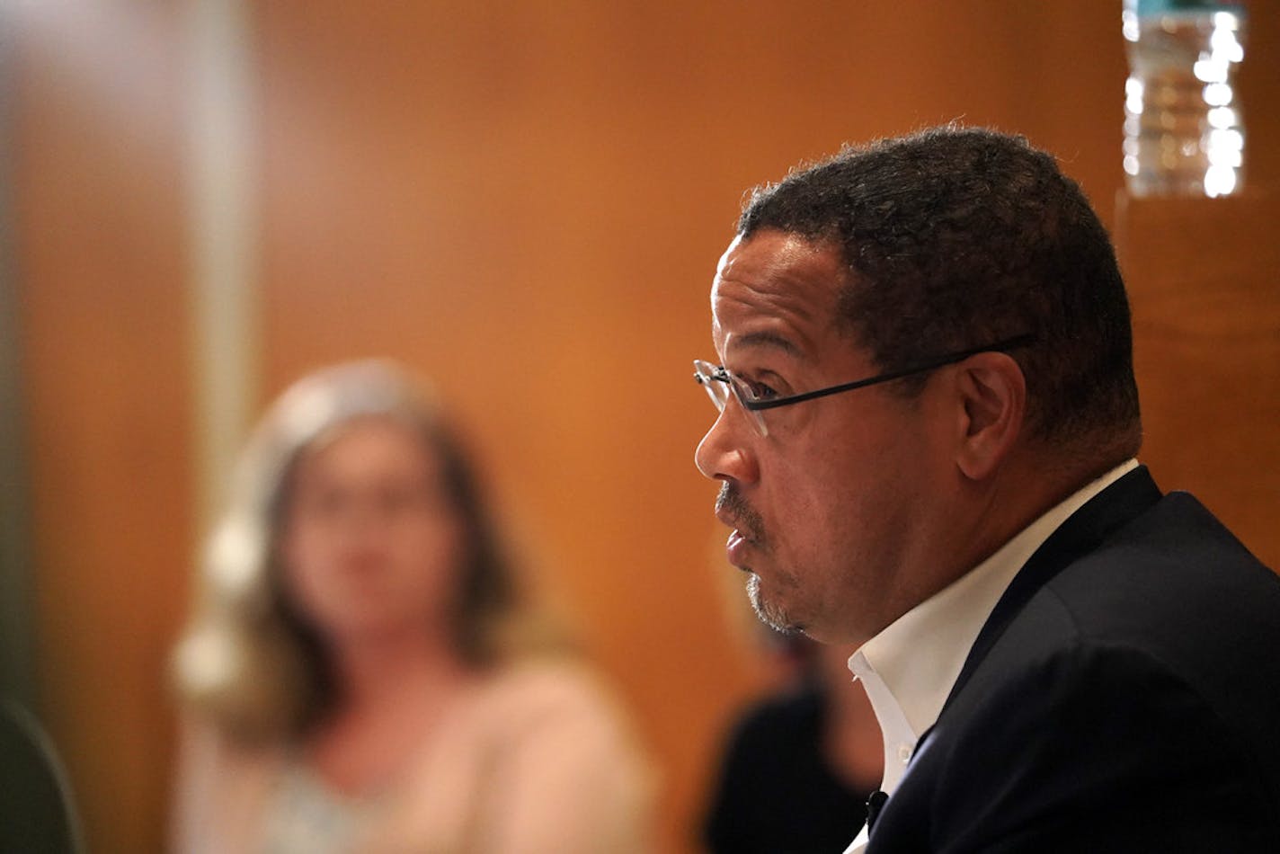 Minnesota Attorney General Keith Ellison met with community members at a discussion hosted by Residents Organizing Against Racism on Aug. 20, 2019, in Chaska.